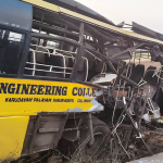 Train hits college bus accident in Karur Tamil Nadu students injured