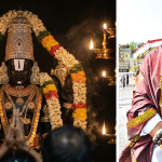 Devotee wearing 4 kg gold jewellery at Tirupati Balaji temple
