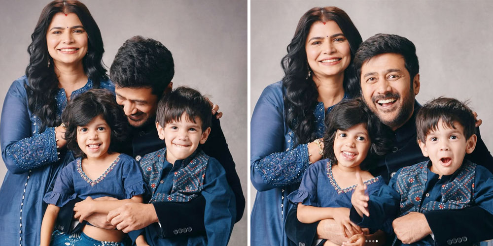 Chinmayi with husband and kids family photo