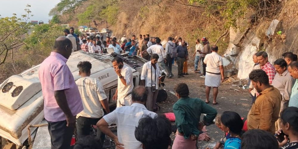 Rescue operation at hill road accident site
