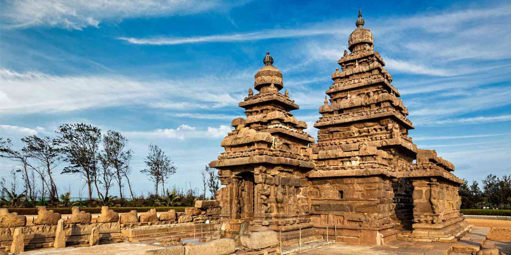 மகாபலிபுரம் கடற்கரை கோவிலின் அழகான தோற்றம்
