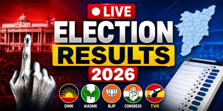 Tamil Nadu election results 2026 live updates DMK AIADMK BJP TVK seat count