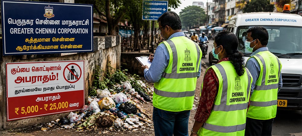 சென்னையில் குப்பை கொட்டினால் அபராதம் ஆய்வு நடவடிக்கை