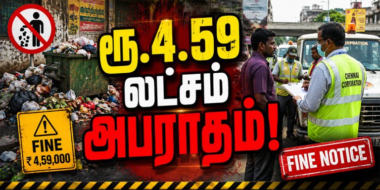 சென்னையில் குப்பை கொட்டினால் அபராதம் விதித்த மாநகராட்சி நடவடிக்கை