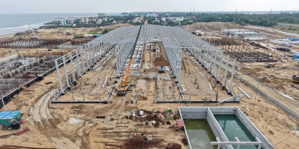 பேரூர் கடல்நீரை குடிநீராக்கும் திட்ட கட்டுமானப் பணிகள்